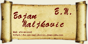 Bojan Maljković vizit kartica